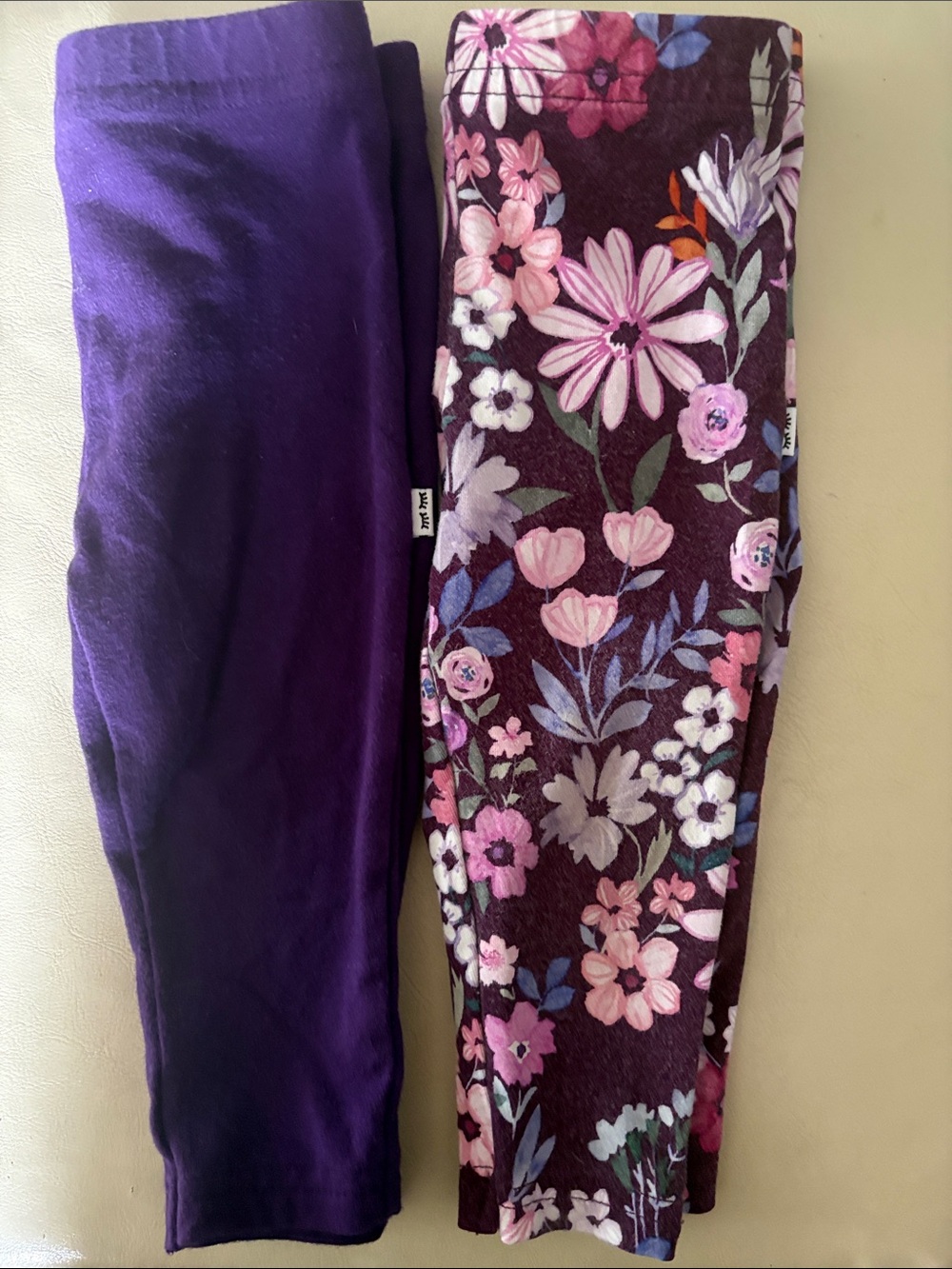 UVGC little Sleepies Purple Floral & Solid Leggings - Pack of 2